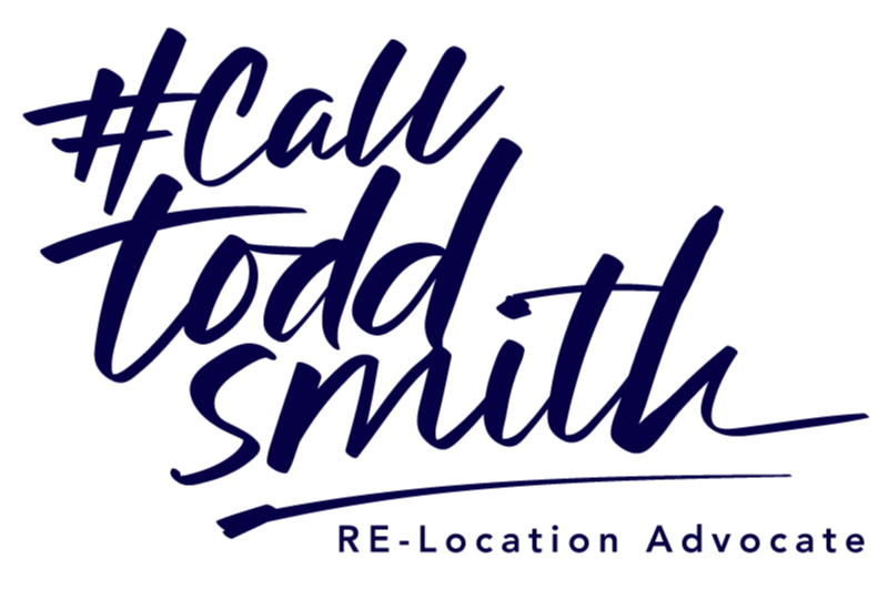 My logo in stacked script of # call todd smith relocation advocate