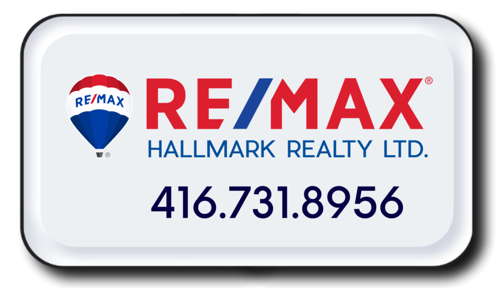Website Button Logo for REMAX HALLMARK with the cell number 4 1 6 7 3 1 8 9 5 6