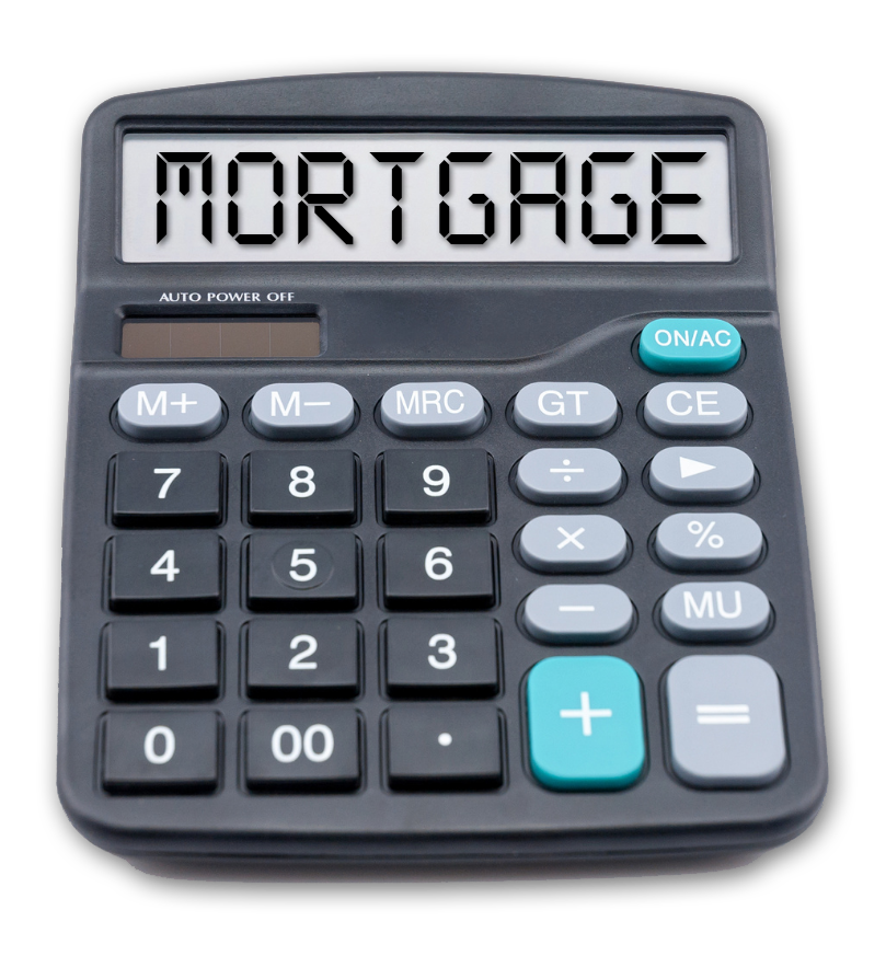 simple calculator, black in colour with MORTGAGE displayed on the screen