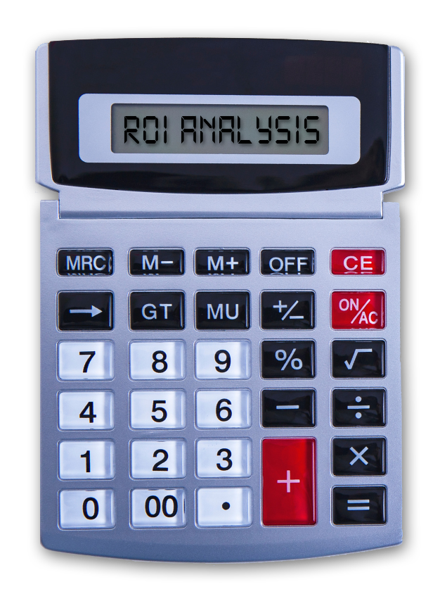simple calculator with ROI ANALYSIS displayed on the screen